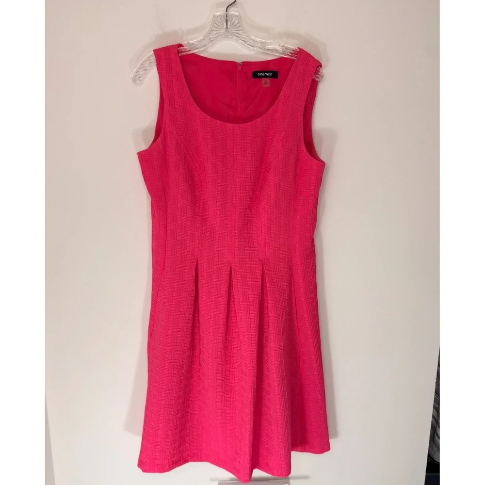 Nine West Dress Blazer Set Pink Textured Pleated Bell Sleeve Office Work Size 10